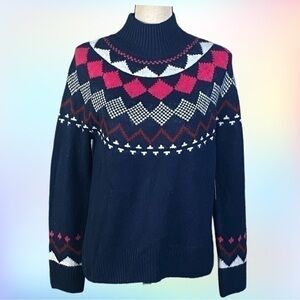 VINCE CAMUTO navy w/pink and white Fair Isle Sweater in size XS. NEW WITH TAGS.
